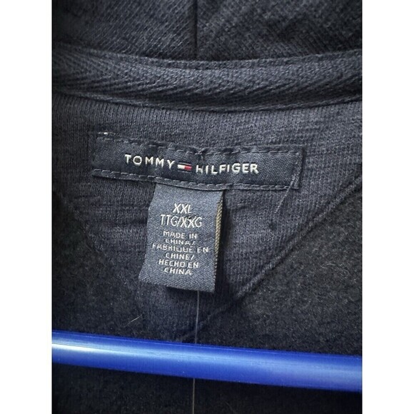 Tommy Hilfiger Sweater Mens 2XL Navy Blue White Button Up Cardigan Preppy Fleece - Picture 3 of 12